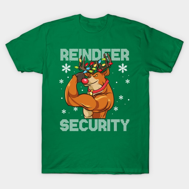 Reindeer Security Christmas Funny Humor T-Shirt by E